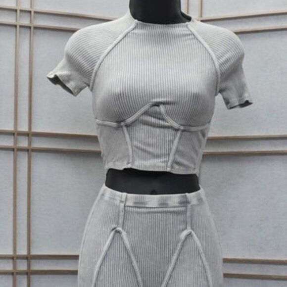 Women 2 Piece Stretchy, Slim, Comfy and Sexy Outfits for Women Going Out - Gray - Picture 1 of 3